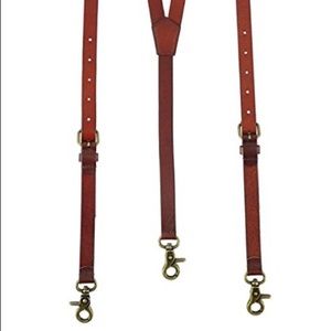Men Reddish Brown Leather Steampunk Suspenders
